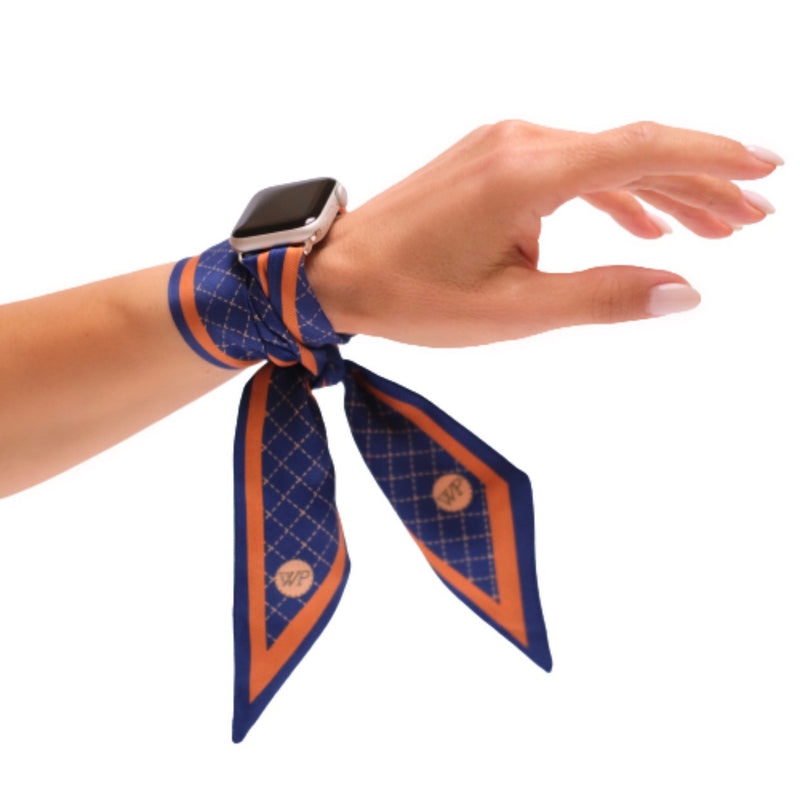 BLUE RUGBY STRIPE 2 APPLE WATCH SCARF BAND (CONNECTORS INCLUDED)