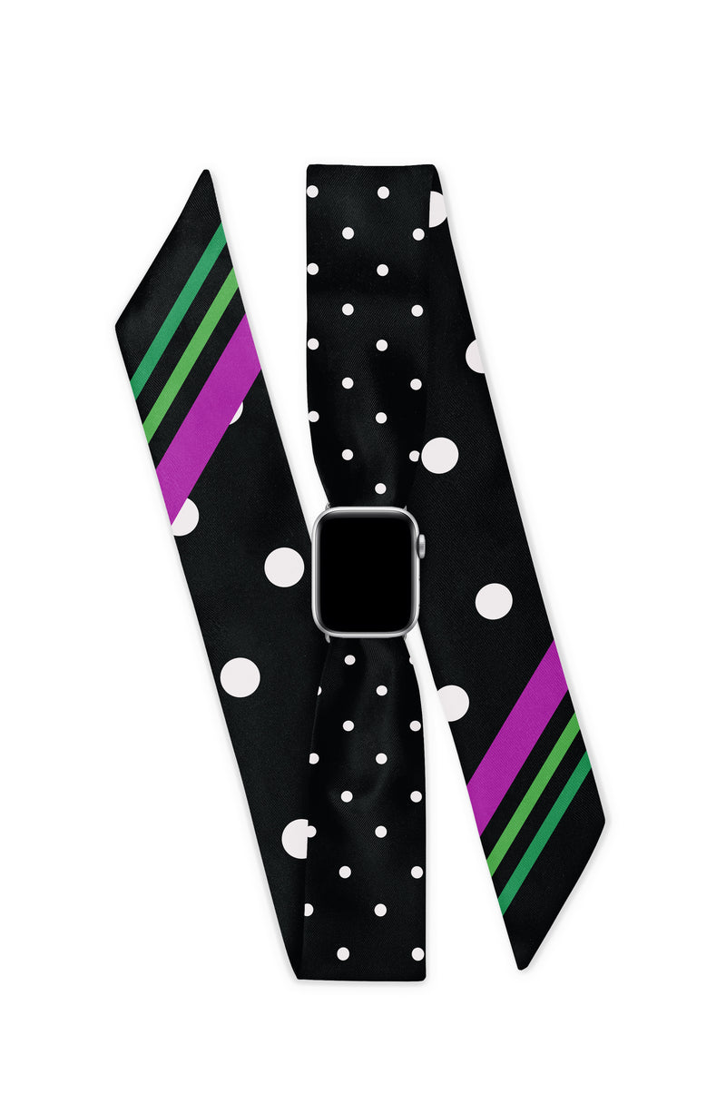 BLACK TIE APPLE WATCH SCARF BAND (CONNECTORS INCLUDED)